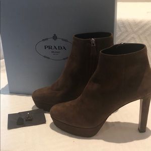 Prada Brown 4 1/2 inch Booties